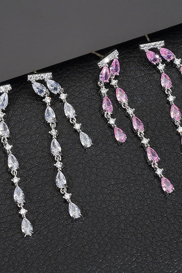Pink Rhinestone lange øreringe